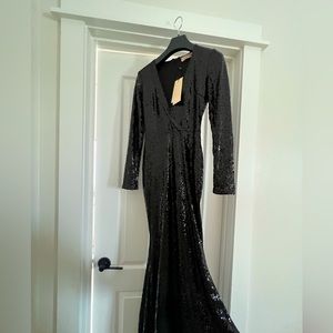 Black long sleeve sequin dress